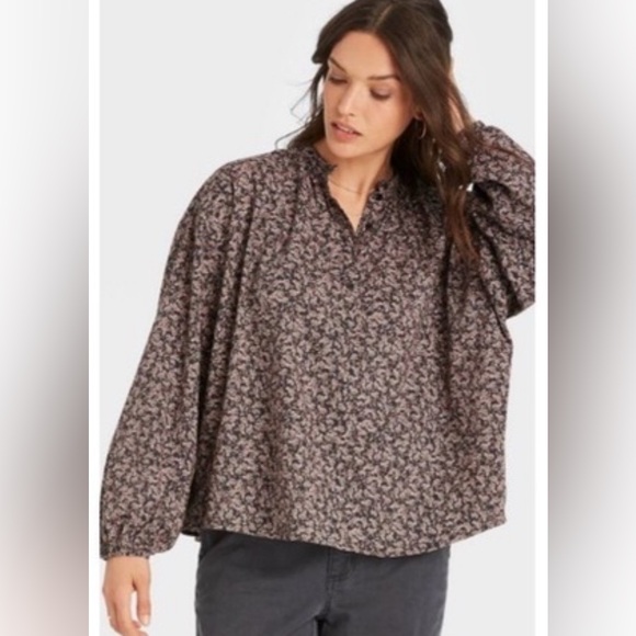 Universal Thread Tops - Universal Thread Floral Blouse XXL Oversized Boho Balloon Sleeve Lightweight Top